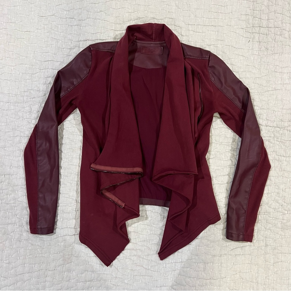 Draped Mixed (faux) Leather Jacket
